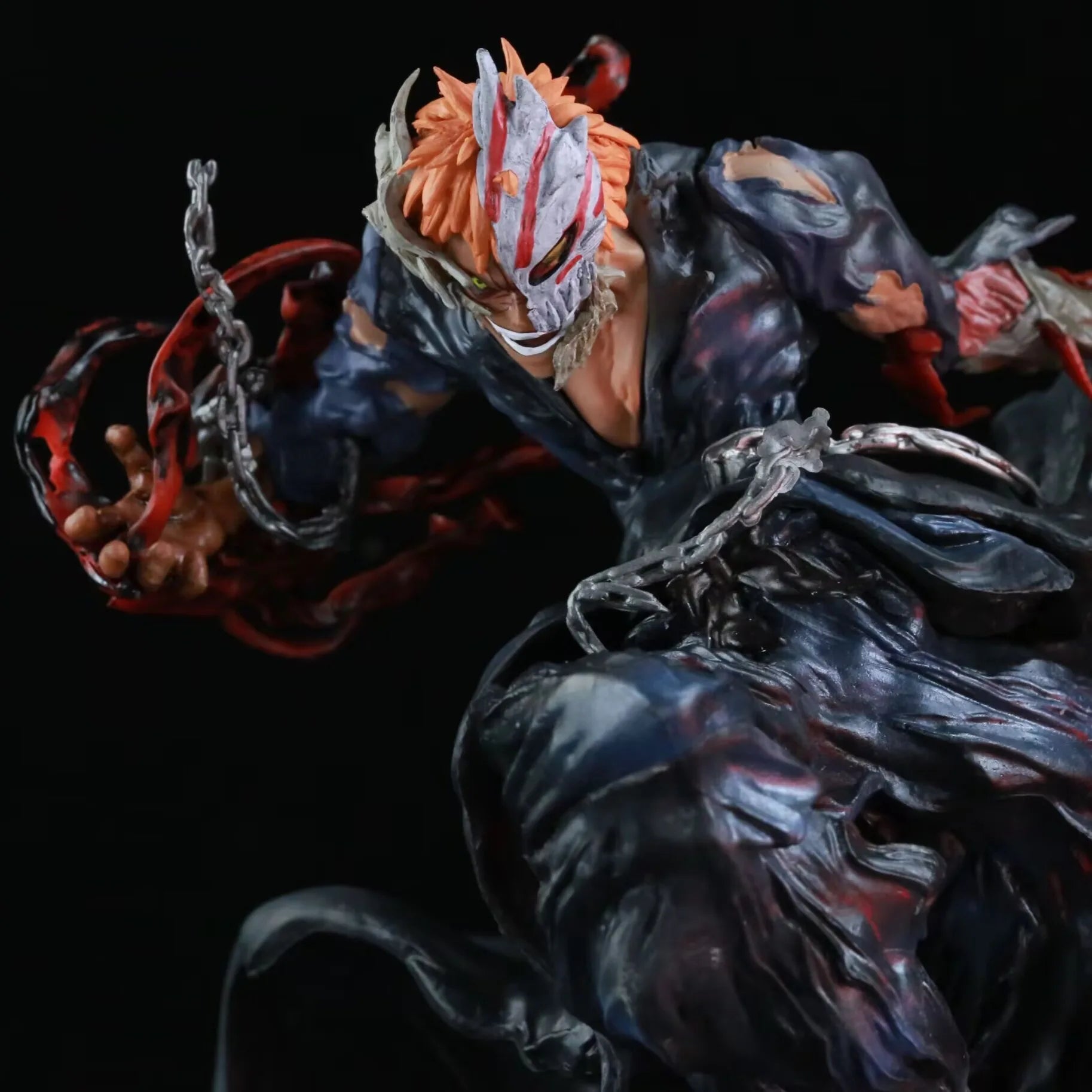 Bleach Anime Collectible Iron Curtain Ichigo Kurosaki Orange Hair Sword Man Statue Model Figure Desktop Decor Gift