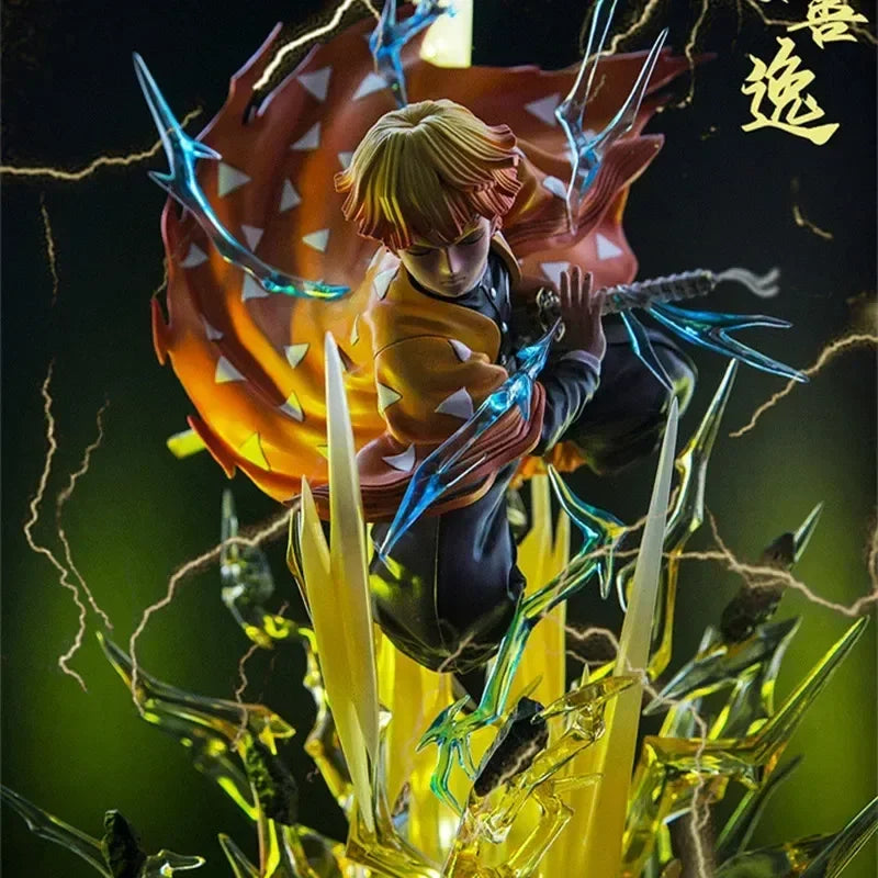 Demon Slayer Agatsuma Zenitsu PVC Action Figures Thunderclap And Flash Effect Anime Kimetsu No Yaiba Figurine Model Toys Gifts