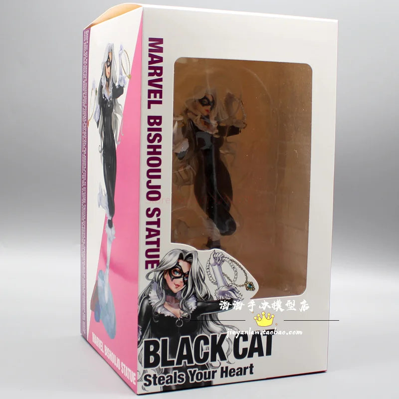 Marvel Bishoujo Statue Black Cat Pvc Figure Model Toy Collection Display Doll Birthday Gift Toy 25cm