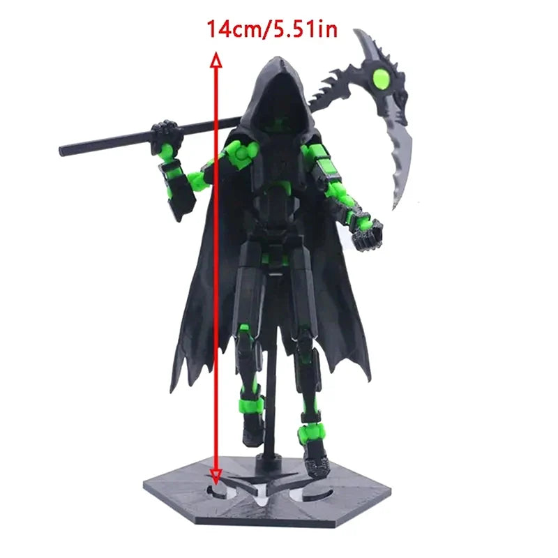 T13 Action Figure Set Dummy 13 Death Skeleton Movable Robot,Death Action Figure With Cape Lucky 13 Collectible Action Figure Art