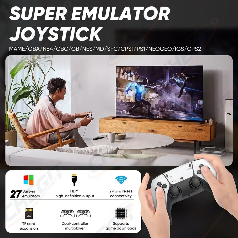 CHEGIT 4K Gaming Consola Video Game Stick With 64G Upgraded 27+ Simulators Handheld Video Game Console Wireless Gamepads