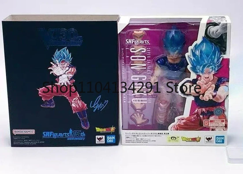 Authentic Bandai SHF Soul Limited Edition Super Blue Son Goku Kaioken Super Saiyan Birthday Gift Collectible Figure Toy