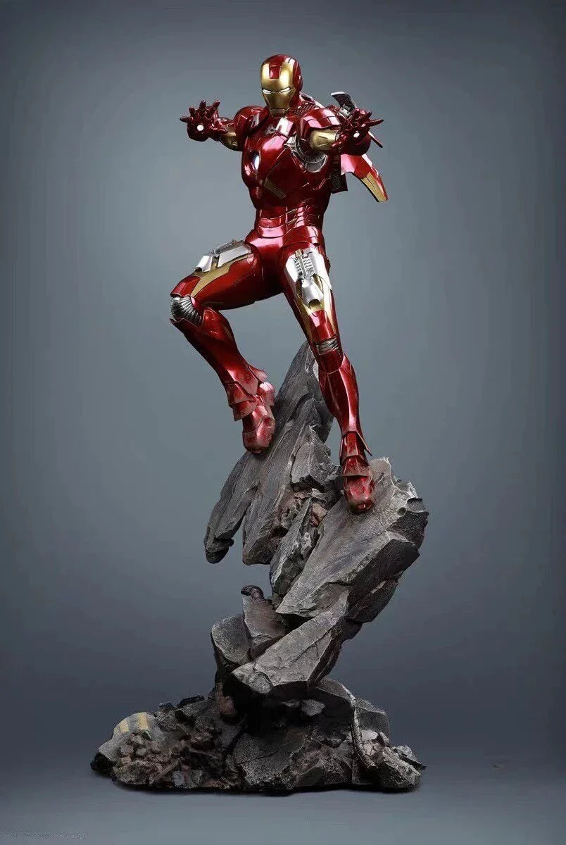 75 cm Iron Man Figur MK7 Fliegende Pose Leuchten Anime Modell High-End Harz Desktop Ornament Dekorationen Kinder Spielzeug Geschenke