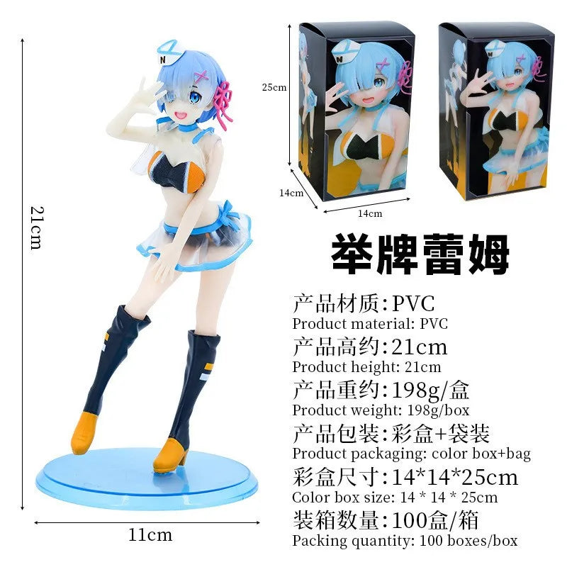 Anime Figure RE: Zero-Starting Life in Another World Rem Raise A Placard Figure Racing Uniform Figure Toy Gift Collection Action