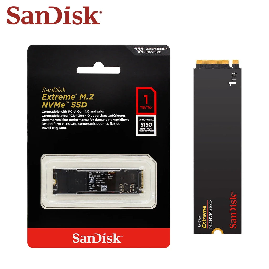 SanDisk Extreme M.2 2280 NVMe PCIe Gen 4.0 SSD Read speed Up to 5150MB/s 2TB 1TB 500GB Internal Solid State Drive For laptops PC