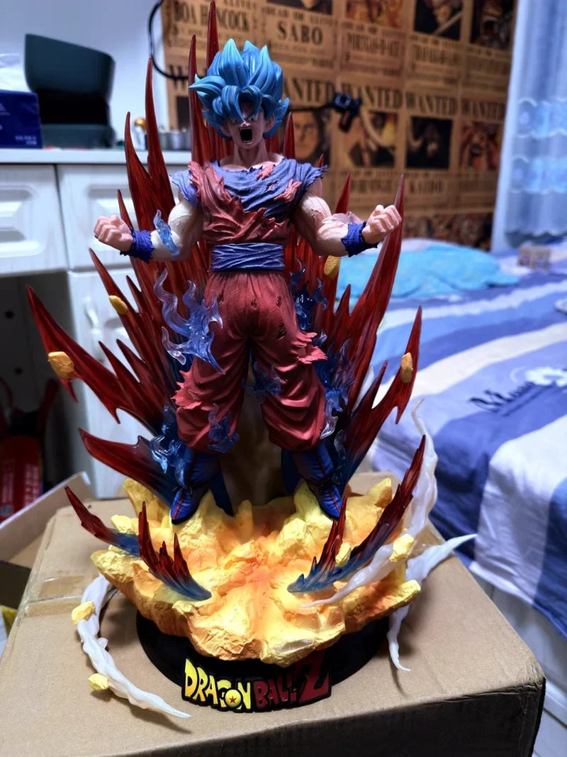 Dragon Ball Super Saiyan Blue Kaioken Goku Large 45cm Statue - Anime Collectible Model, Super Saiyan God SSB Action Figure