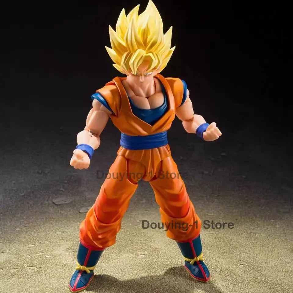 In Stock Bandai Original SHF Super Saiyan 3.0 Son Goku Prelude To The Decisive Battle Anime Action Figures Model Toy PVC Gift