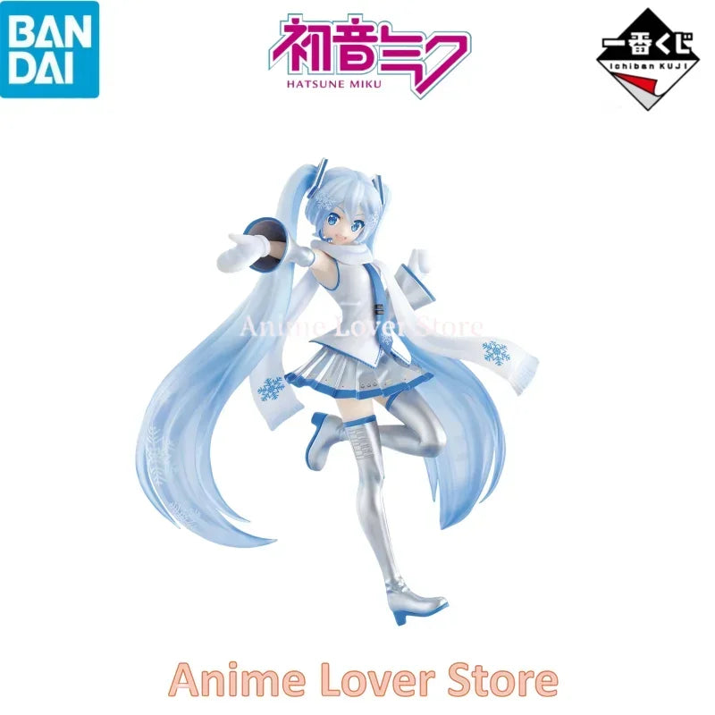 In Stock Original BANDAI Ichiban Kuji Hatsune Miku Snow Miku Kawaii Doll Genuine Anime Figures Toys for Kids Gift WY