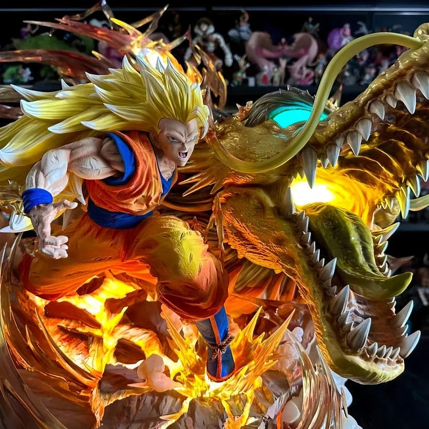 50cm Dragon Ball Dragon Fist Son Goku Anime Figures PVC Super Saiyan Can Glow Peripheral Collect Desktop Ornaments Gift Toys Kid