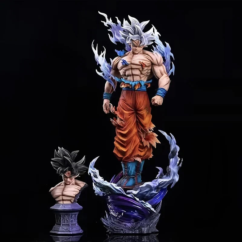 42cm Dragon Ball Ultra Instinct Goku Large Size PVC Figure Replaceable Double Head Statue Collectible Anime Model Toy Decor Gift