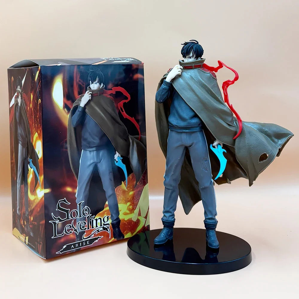 Solo Leveling Sung Jin woo Cloak Anime Figure 21CM Collectible Model Doll Toys Gifts