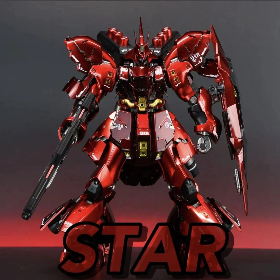 In-Stock Sazabi Assembly Model Kit RG 1/144 Action Figure Sheet Metal Spray Pseudo Electroplating Red Desktop Decor Toy Gift