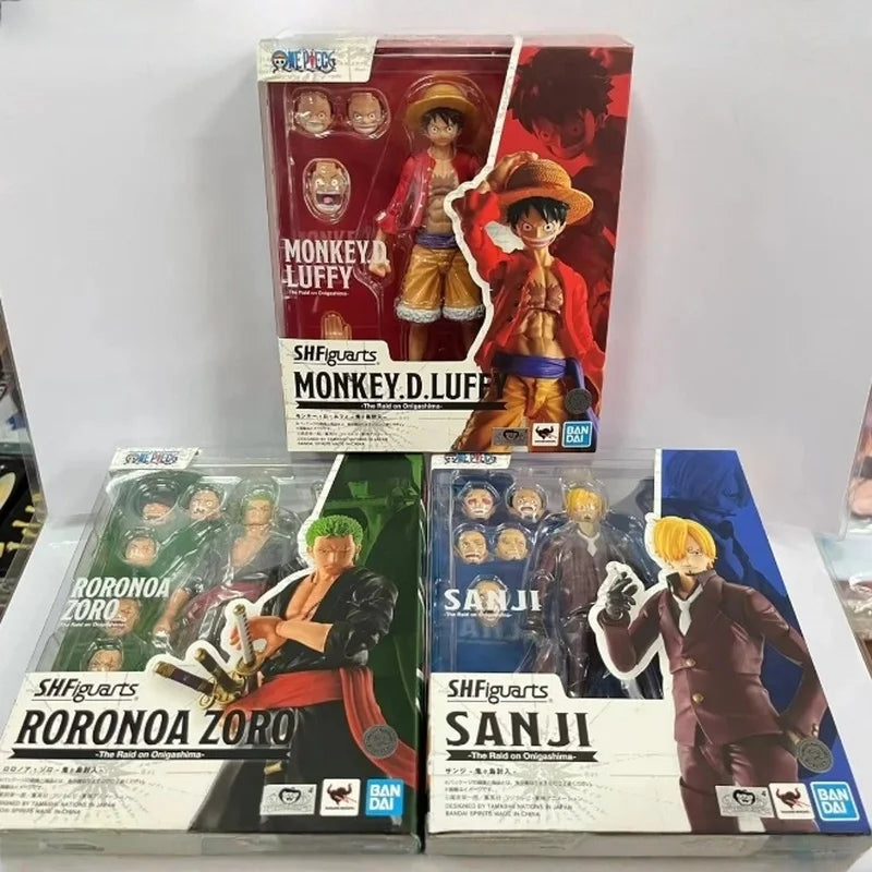 Bandai Original In Stock One Piece Shf Series Luffy Zoro Sanji Law Kaidou Yamato Nami Sabo Kidd Action Figure Pvc Model Toy Gift