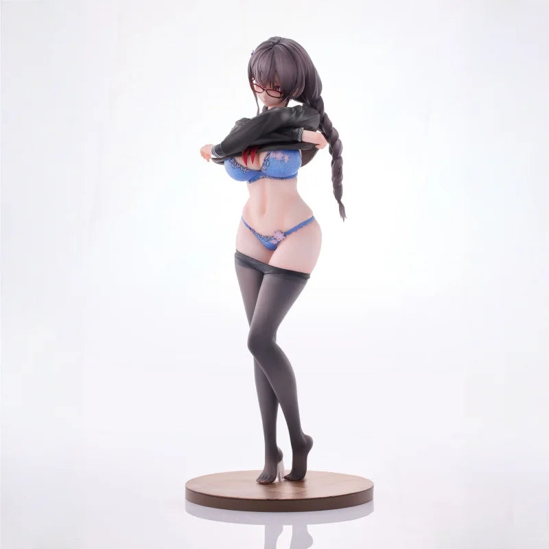 Pre-Sale 28cm Dylan Uya The Glasses Girl Who Doesn't Want To Take PE Class Version Anime Figure Black Silk Model Trendy Toy Gift
