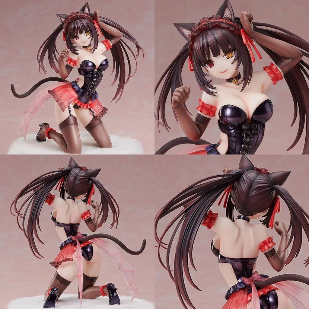 17cm Date A Live Kurumi Cat Ear Ver Pajamas Kneeling Pose Anime Figure Statue Desktop Decoration Gift
