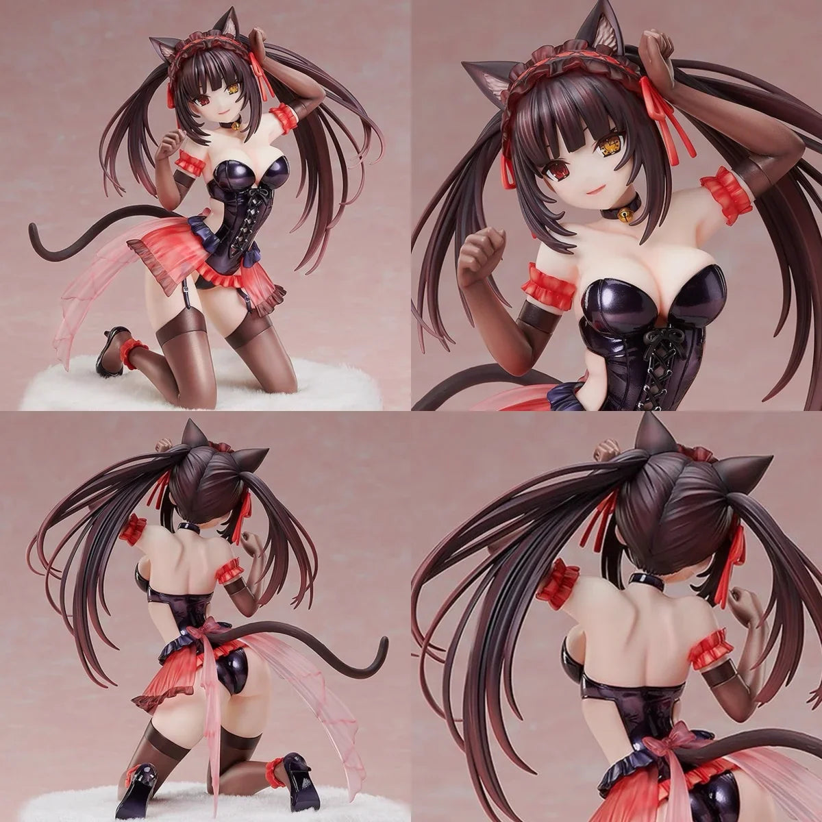 17cm Date A Live Kurumi Cat Ear Ver Pajamas Kneeling Pose Anime Figure Statue Desktop Decoration Gift
