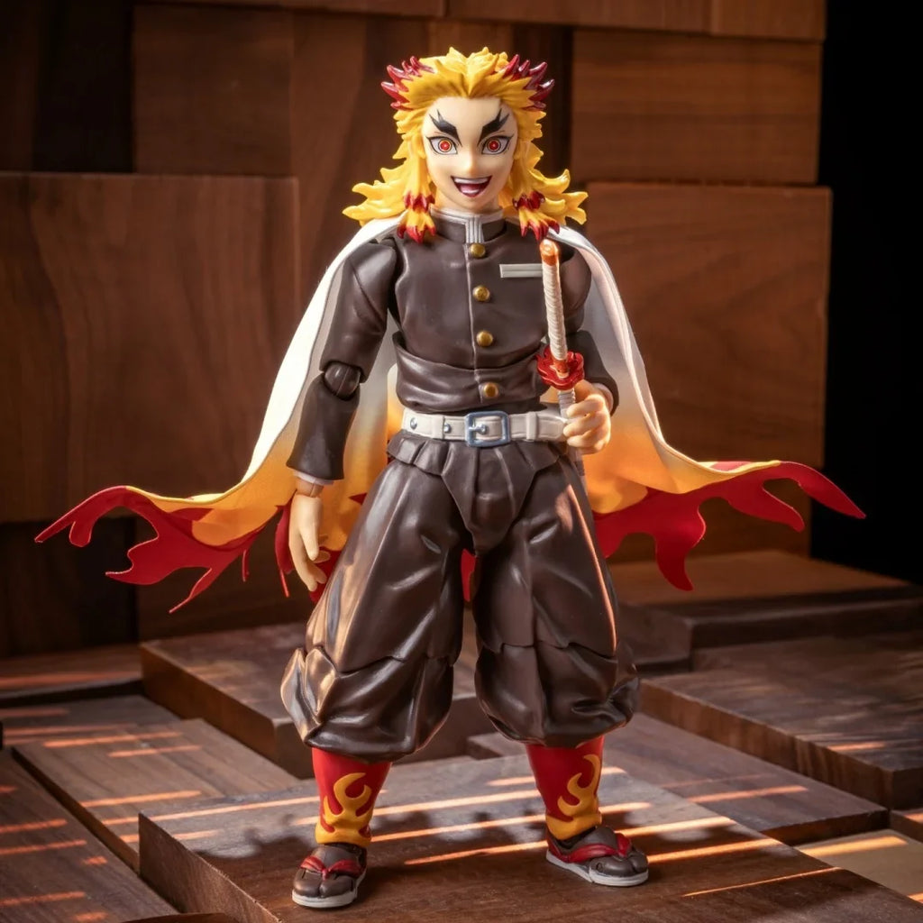 Demon Slayer Anime Shf Rengoku Kyoujurou Handmade Cloak clothes Built In Iron Wire Is Suitable for 1/12 Movable Humanoid Toy