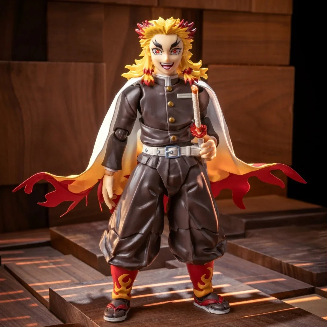 Demon Slayer Anime Shf Rengoku Kyoujurou Handmade Cloak clothes Built In Iron Wire Is Suitable for 1/12 Movable Humanoid Toy
