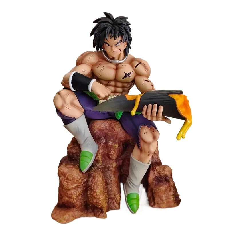 24cm New Dragon Ball Anime Figure Broli Peripheral PVC Model Scene Sitting Posture Statue Desktop Decoration Ornaments Gift Toys