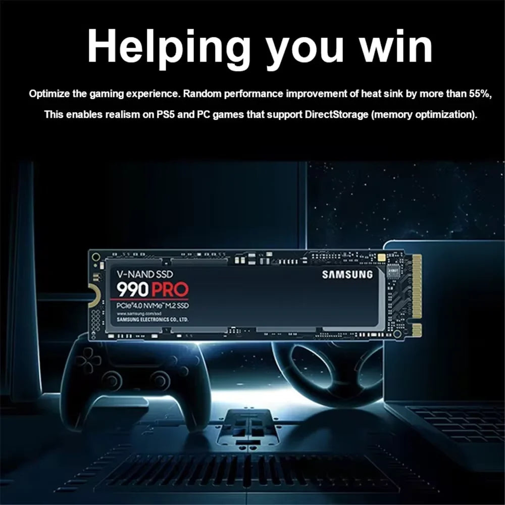 Samsung SSD 990PRO 1TB 2TB 4TB M.2 2280 Internal Solid State State Disk PCIe Gen 4.0 X 4 NVMe Read Max 7450 Mbps for Laptop
