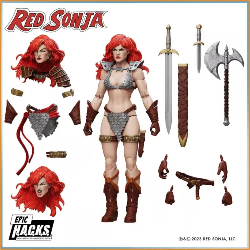 In Stock Boss Fight Studio 1/12 Red Sonja 50th Anniversary Figure - Epic H.A.C.K.S. Series Highly Detailed Model + Display Base