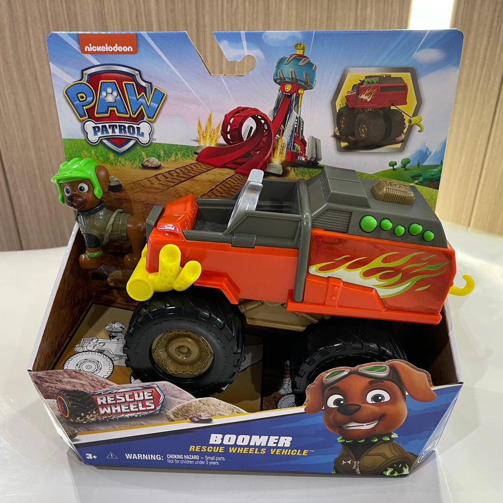 Original Paw Patrol Boomer Roxi Rescue Wheels BIG WHEELED TOY TRUCK with Collectible Action Figure Kids Toys for Boys & Girls