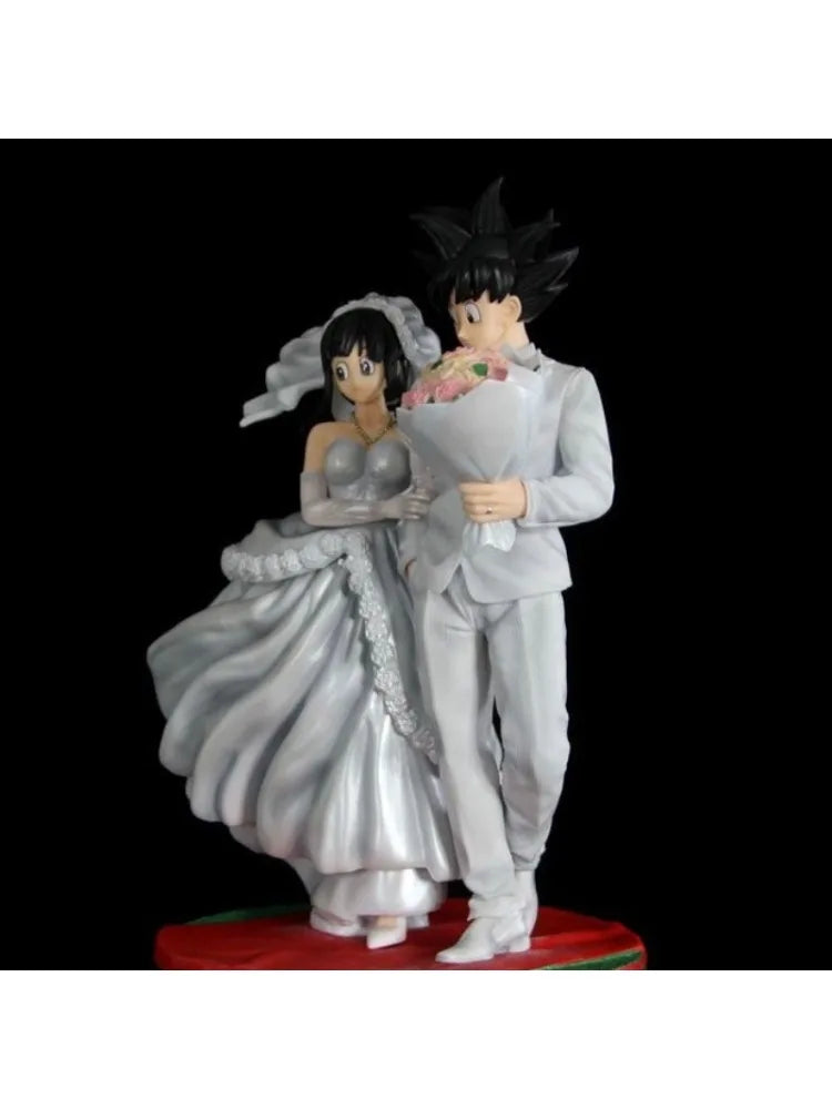 Dragon Ball Bandai Anime Action Figure Son Goku Chichi Wedding Dress Model Statue Peripheral Gift Ornaments Doll  Dream Toys