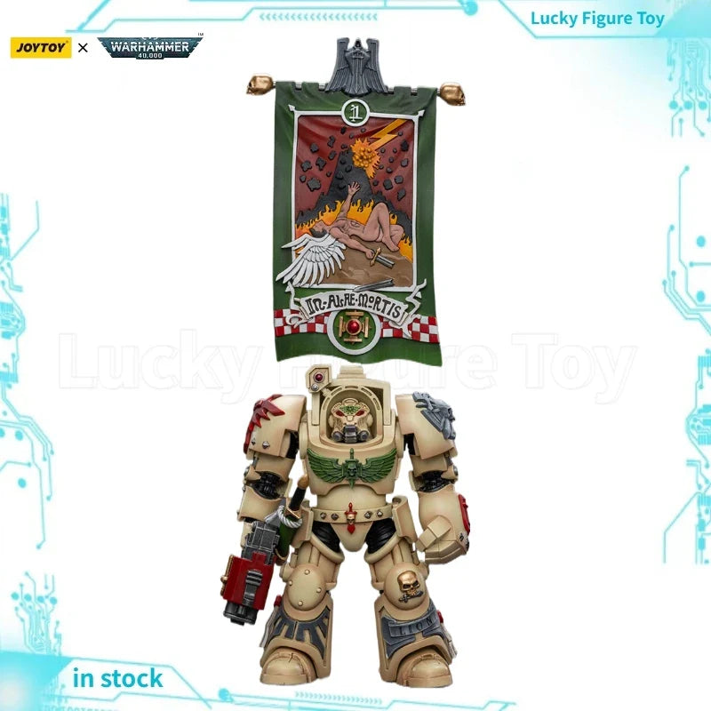 【Original】JOYTOY WARHAMMER 40K Dark Angels Deathwing Ancient with Company Banner 1/18 Action Figure Model Toy