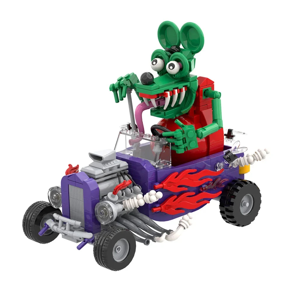 MOC Rat Fink Crazy Driver Building Blocks Set Unique Collectible Figure Vehicle Model Toy For Adult Gift