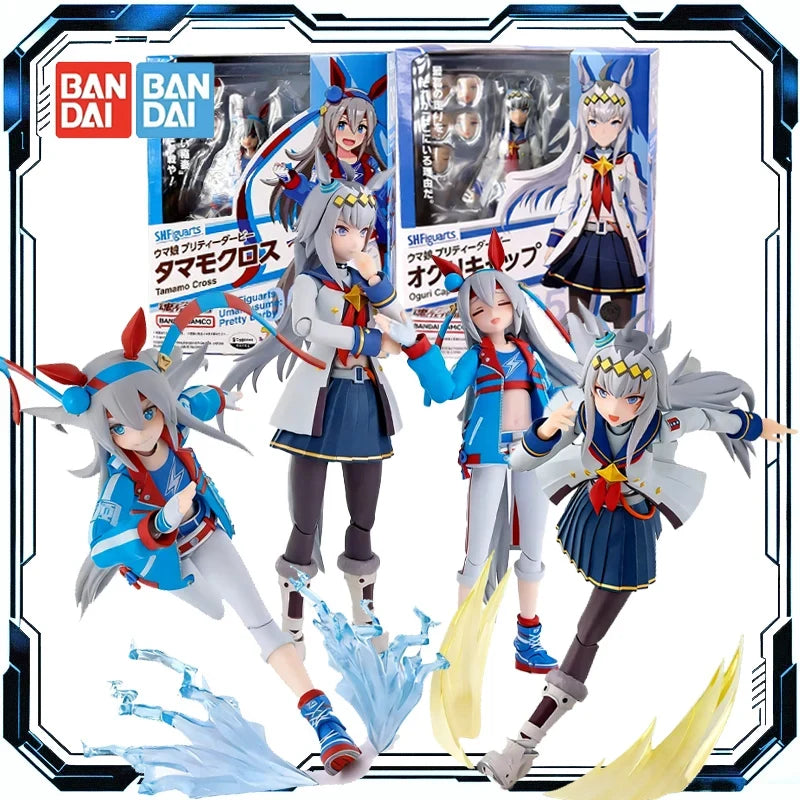 Bandai Original SHF Pretty Derby Oguri Cap Tamamo Cross Umamusume Action Figure Toys for Boys Girls Kids Gift Collectible