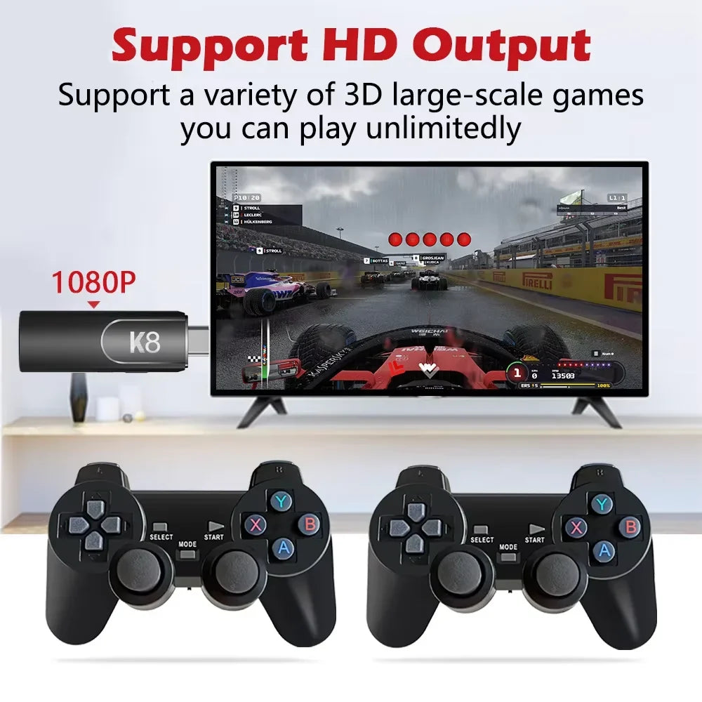 Velec K8 Retro Game Stick 4K HD with 64G & 40000+ Games Dual Wireless Controller for 2 Players Perfect Gift for Kids & Adults