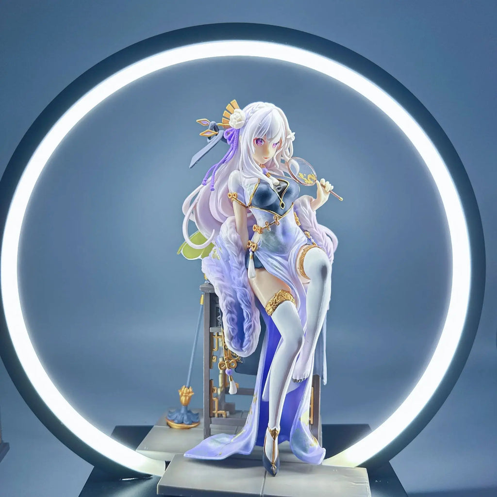 Anime Emilia Sexy sitting posture Action Figure PVC Model Toys doll statue Desk Decor Collectible Gifts boxed