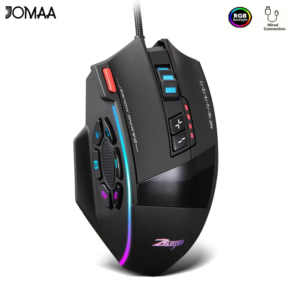 USB Wired Mouse Controller 10000 DPI Gaming Mouse Programmable Buttons Backlit Wired Gamer Mouse for Win7/8/10/11/XP