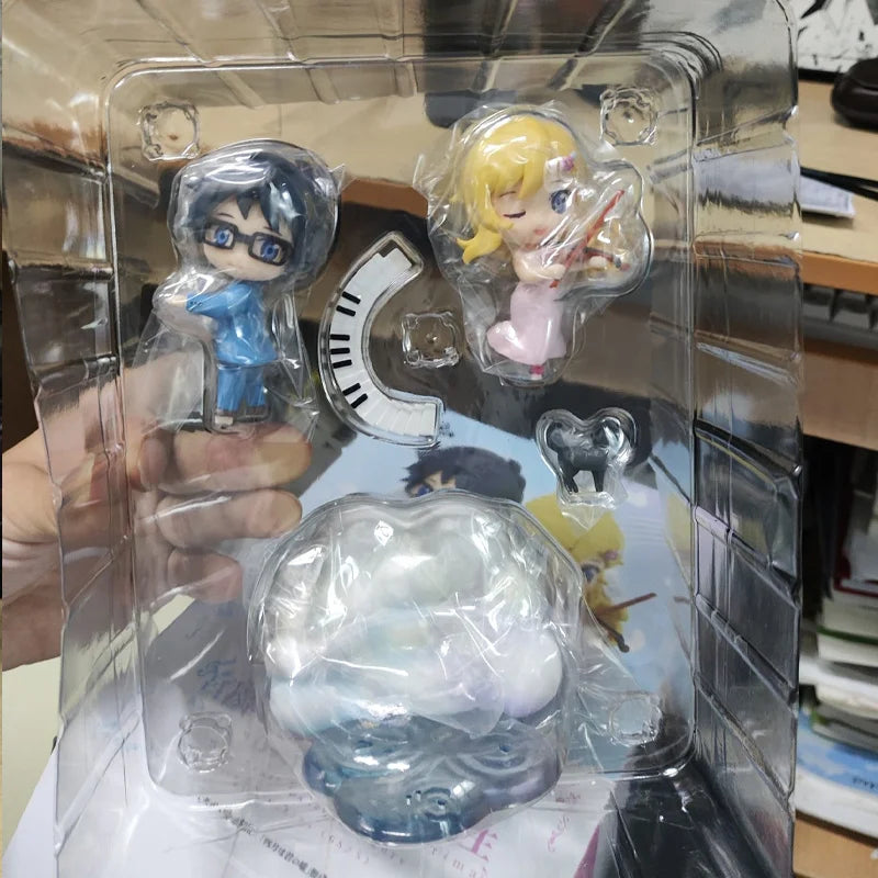 In Stock Genuine《Your Lie In April》Qset Arima Kousei Miyazono Kaori Q-Version Model Figures Toys Collectible Ornaments Gifts