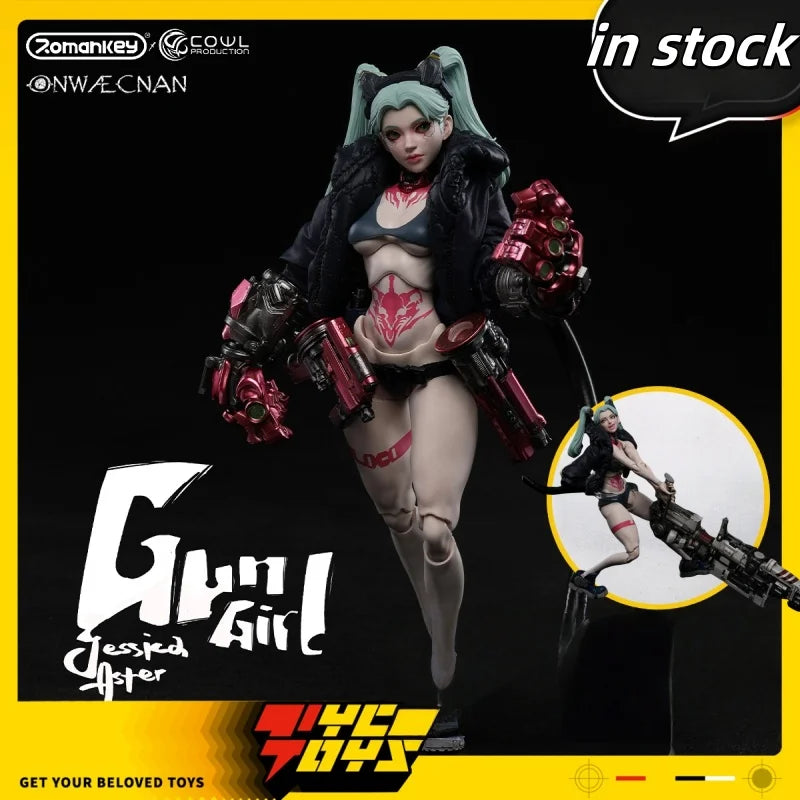 In Stock Romankey Cowl Rebeca 1/12 Scale Battle Female Soldier Gun Girl Jessica 6" Full Set Collectible Action Figure Model Toy