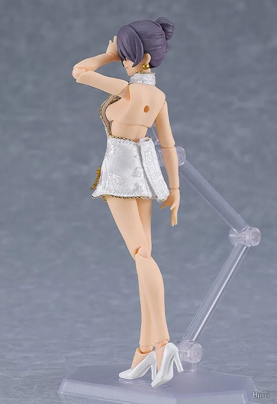 Original in Stock Max Factory Figma#569b Female Body (End Flower) and White Short Cheongsam Outfit Figures Model Toy Gift