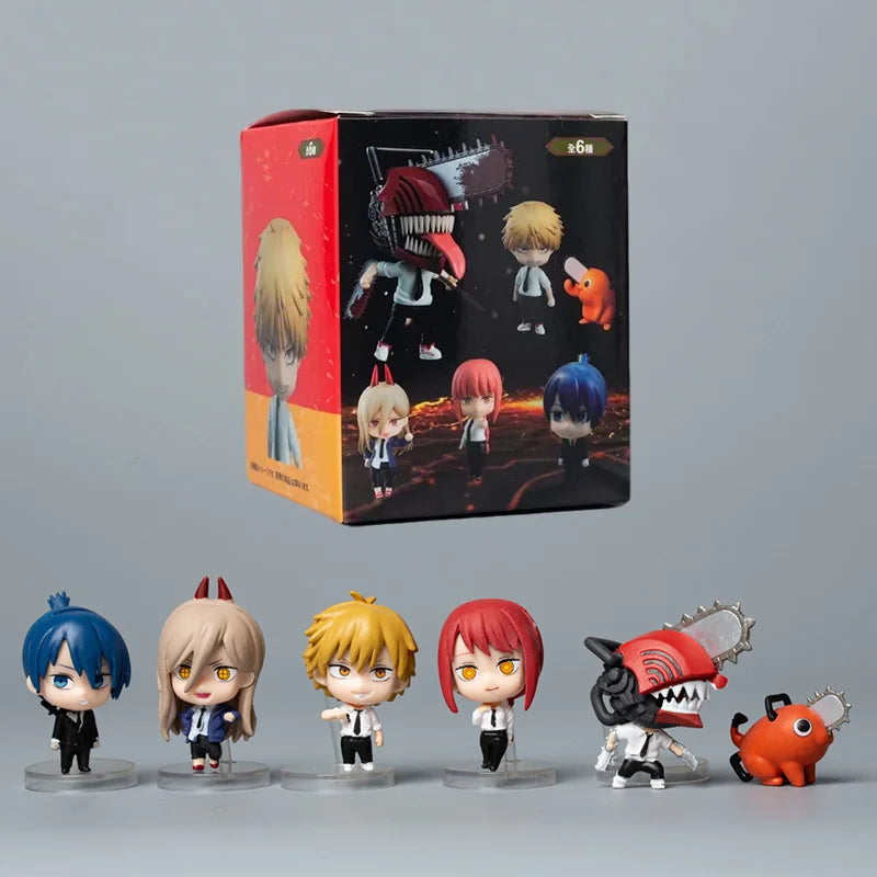 Chainsaw Man Denji Pochita Model Cute Ornament Anime Figure Makima Power Toy Collection Children New Year Gifts 6Pcs