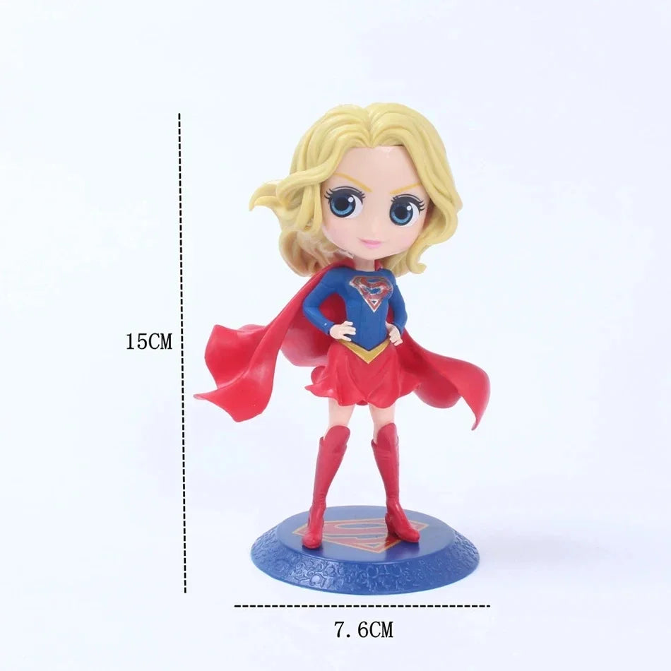 Popular Q Version Big Head The Avengers 8-17.5cm Figure Superman Supergirl Batman Spider Man Model Ornaments Anime Periphery Toy