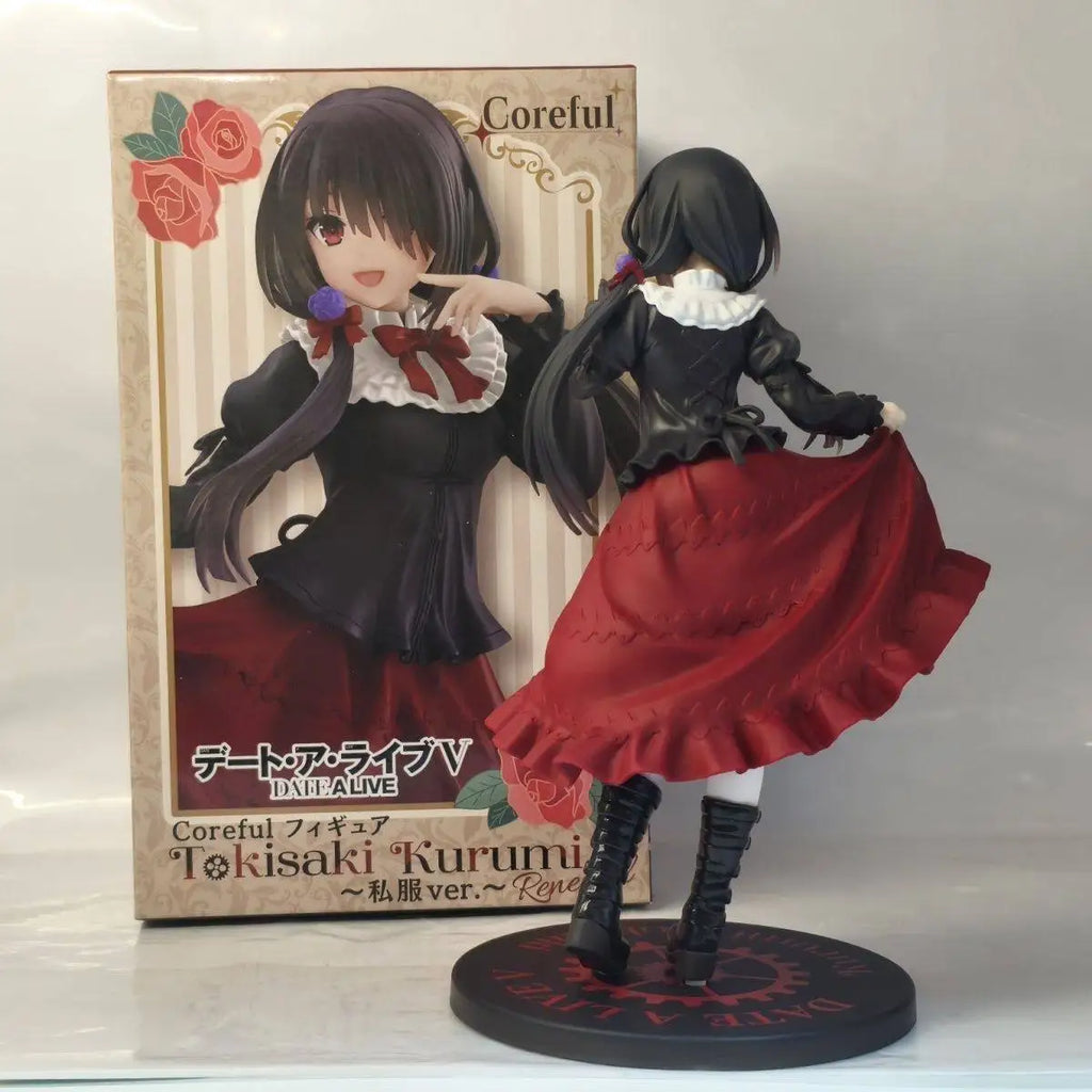 New DATE A LIVE Tokisaki Kurumi Anime Figure Cute Girl Model Toy PVC Black Dress Dress Up Standing Model Car Model Ornaments Toy