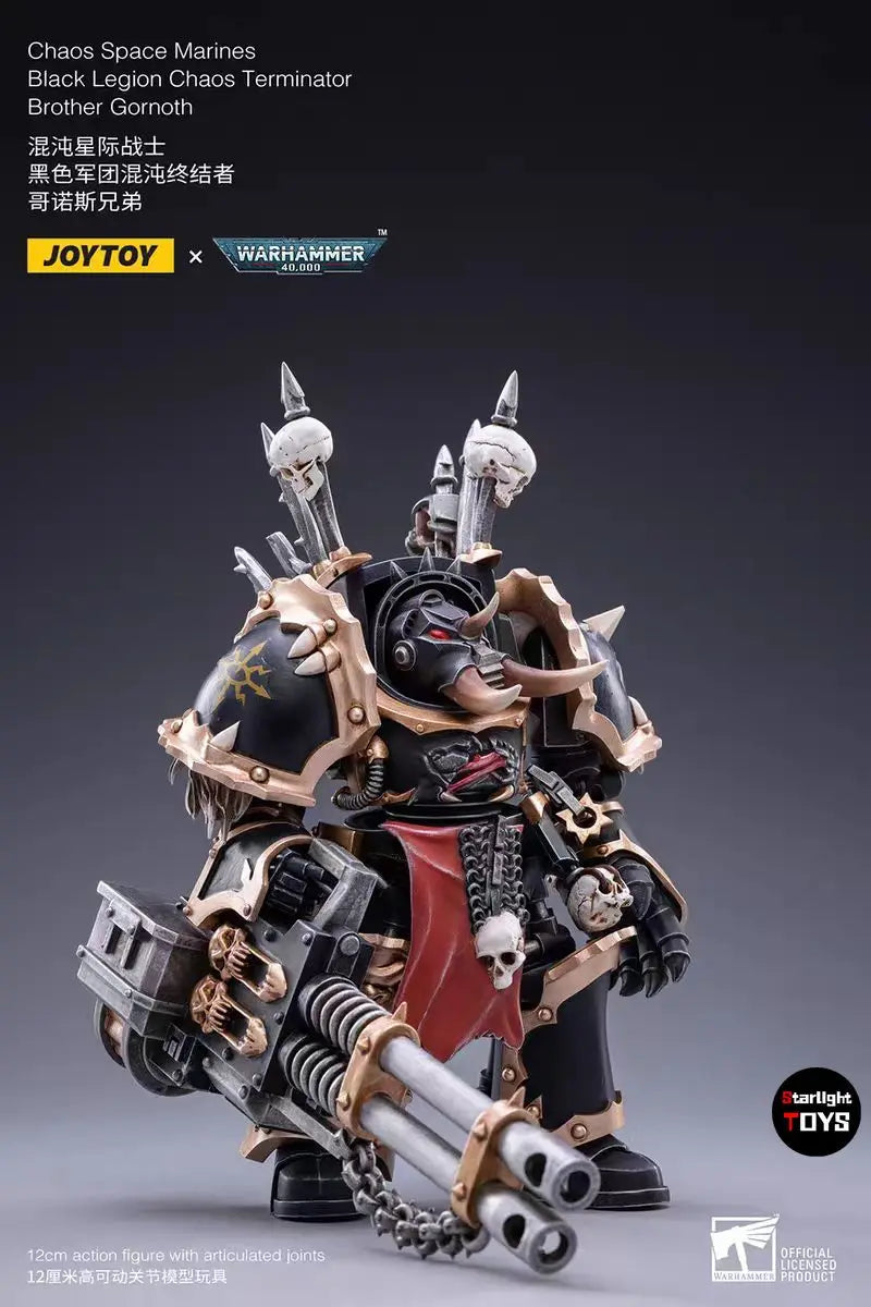 JOYTOY 1/18 Action Figure Warhammer 40K Chaos Space Marines Black Legion Chaos Terminator Brother Gornoth Model Toys Gift