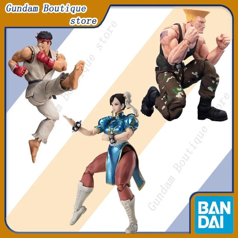 Bandai Genuine SHF Street Fighter(SF)CHUN-LI GUILE RYU OUTFIT 2 Anime Action Figure Collectible Model Toy Ornament Gift Children