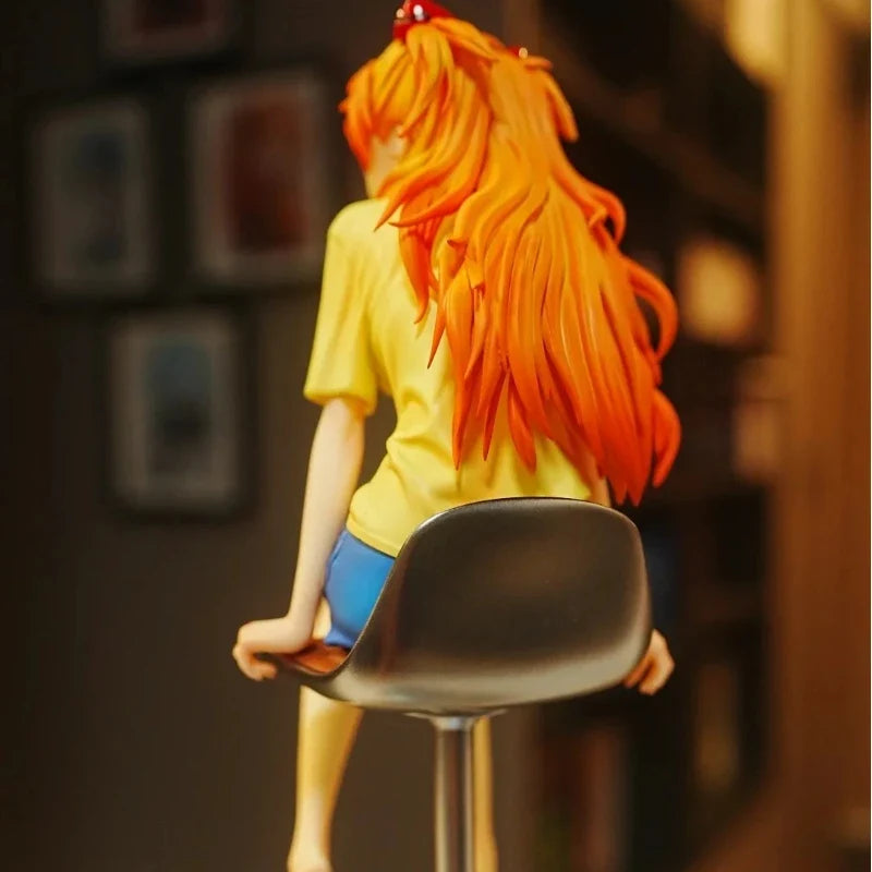 EVA 1/6 Asuka Bread Version 24cm Action Figures PVC Seated Statue Bishoujo Model Anime Toy Computer Case Decor Collectible Gift