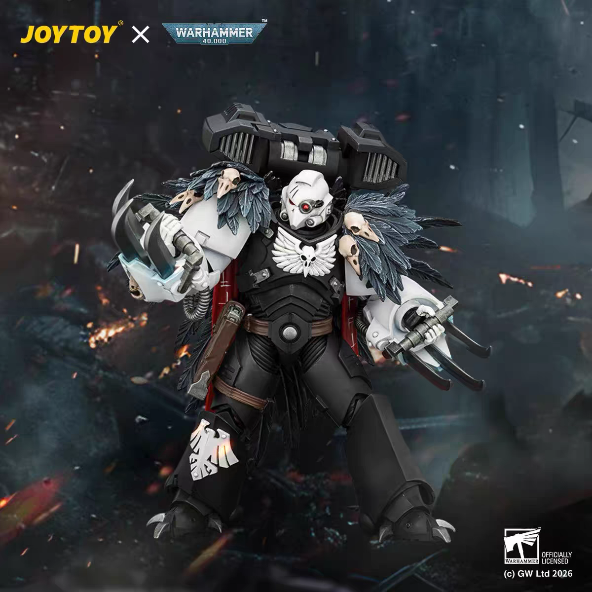 In-Stock: JoyToy Warhammer 40K Raven Guard Chapter Master Kayvaan Shrike 1:18 Scale Articulated Figure