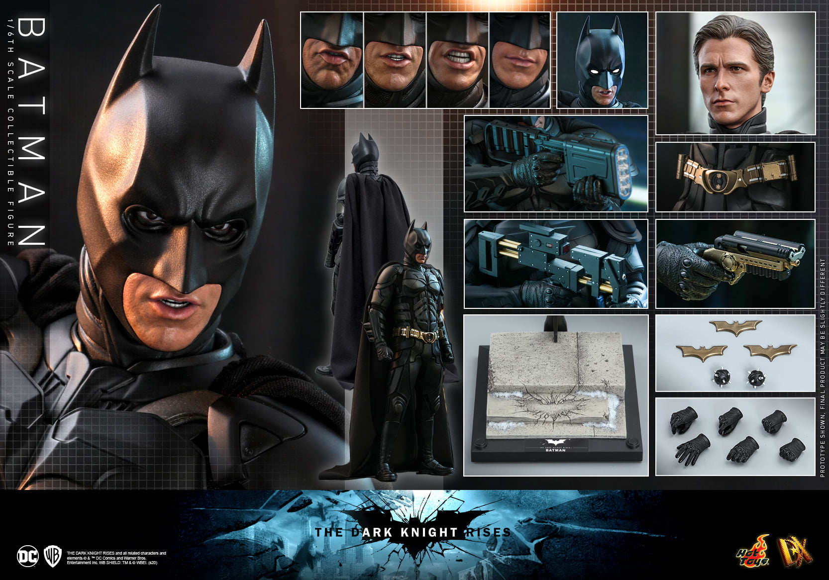 HOTTOYS 1/6 Dark Knight Bale Batman Motorrad DX19 Actionfigur MMS591