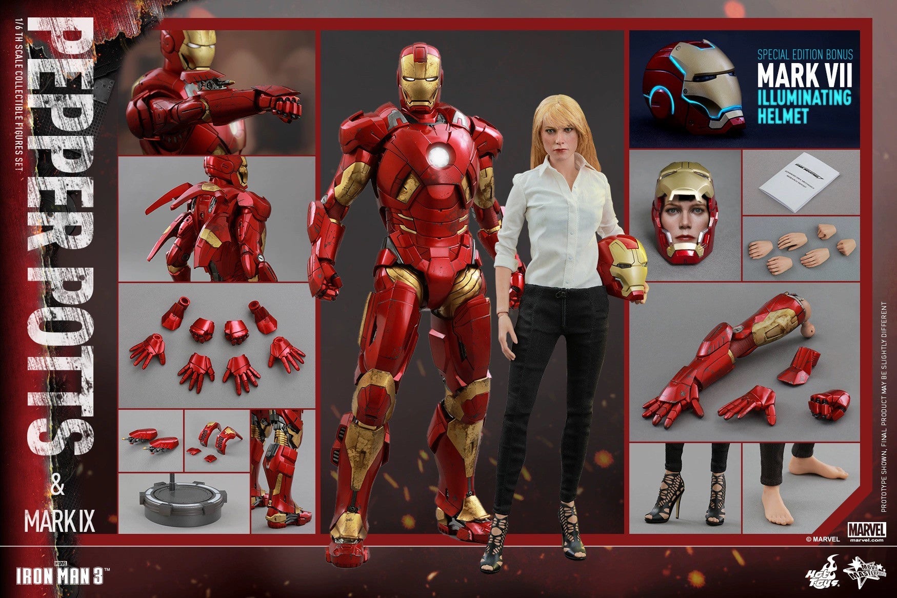 HotToys HT 1/6 Iron Man 3 Pepper + MK9 Large Set Deluxe Edition MMS311 Actionfigur